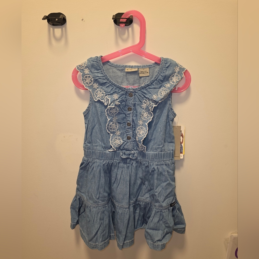 NWT Calvin Klein Jeans Light Blue Dress with White Accents Size 5